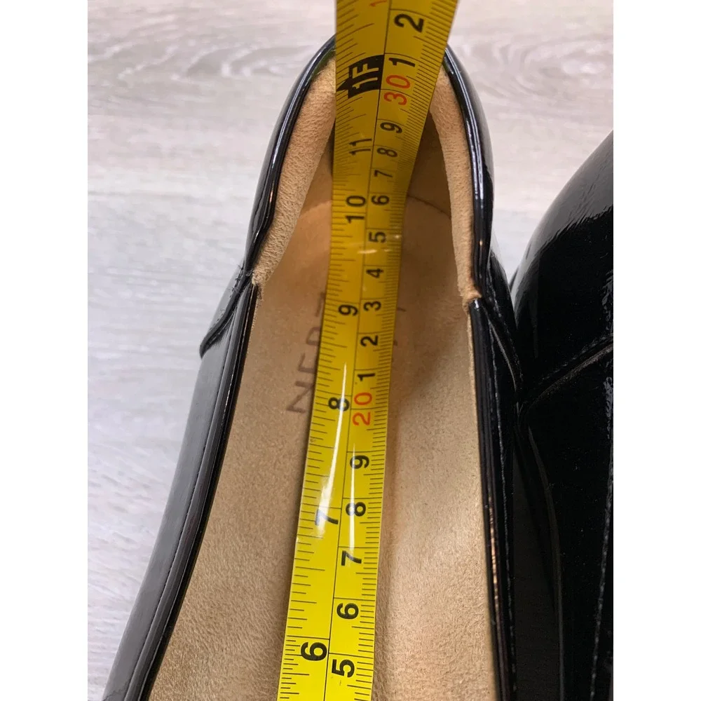 Naturalizer Sam Black Patent Wedge Pumps Women's 9 Slip On Comfort Shoes